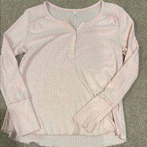 Anthropologie Pink Ribbed Buttoned Blouse
